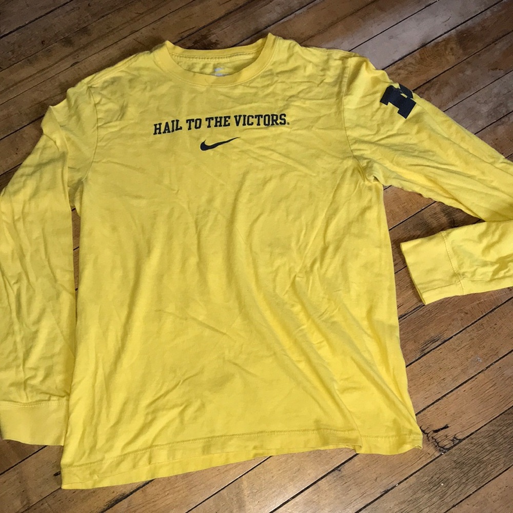 Michigan Wolverines Nike Men’s Yellow 'Hail to the Victors' Long-Sleeve Shirt